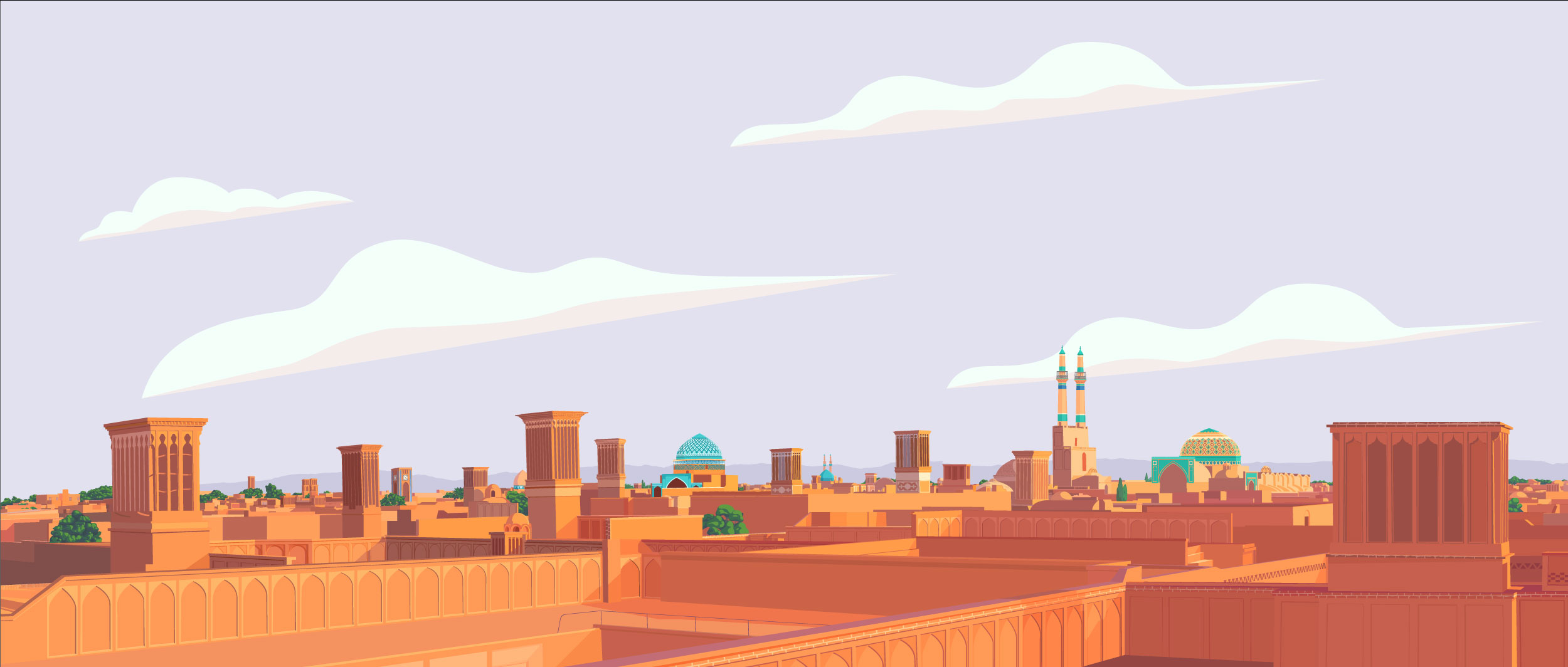 Yazd Old City | وکتور نمای شهر یزد، مرتضی رحیم زاده